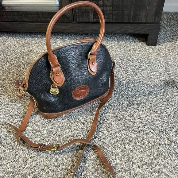 Dooney & Bourke Norfolk Crossbody Bag Handbag Purse Vintage Black Brown Leather - Picture 1 of 12